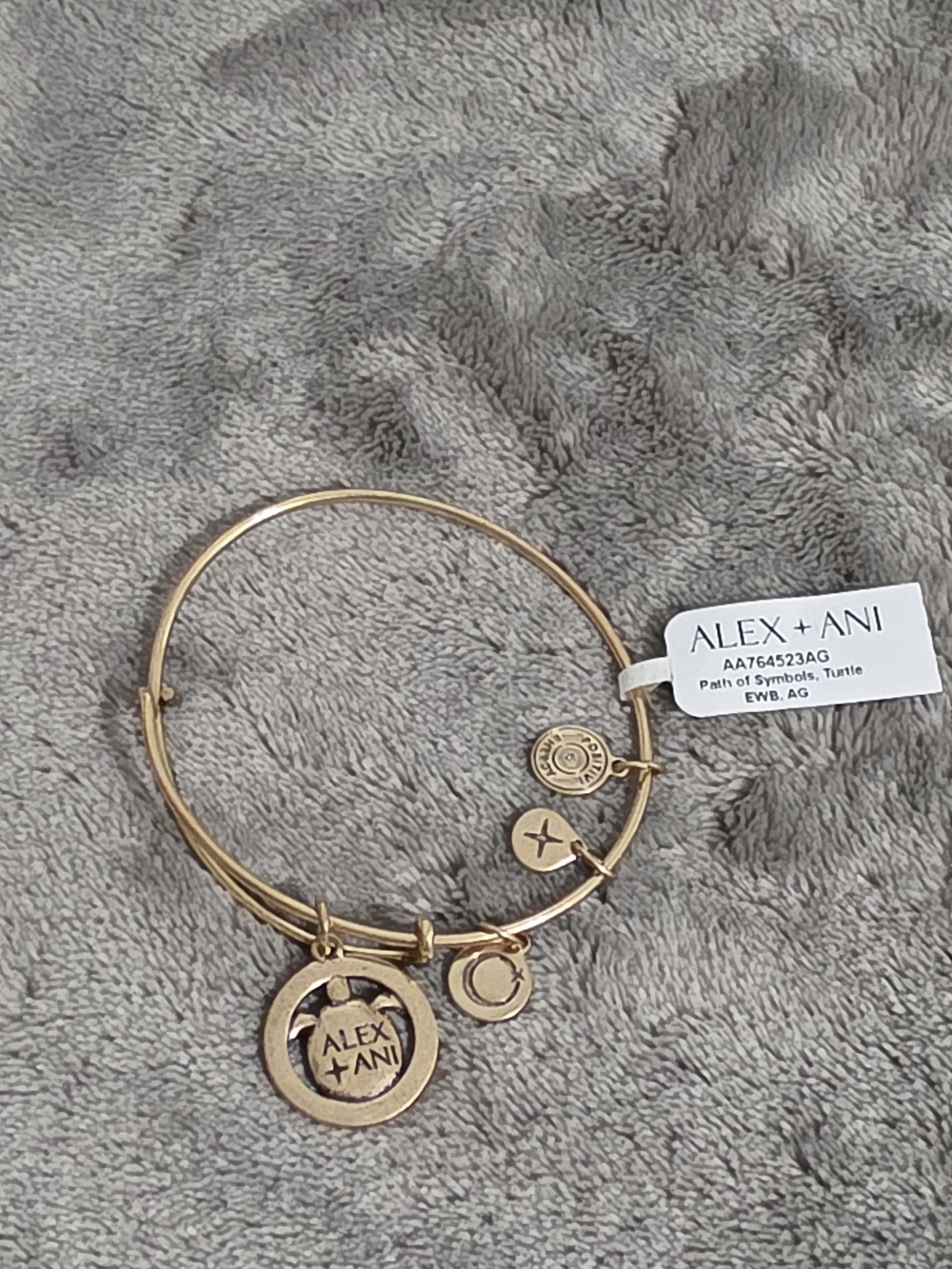 Alex + Ani Gold Charm Stacking Turtle Bangle Bracelet